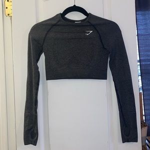 Gymshark Vital Seamless 2.0 Long Sleeve Crop Top - Charcoal Marl